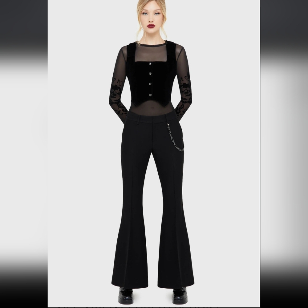 Killstar Black Flare Pants with Chain Detail